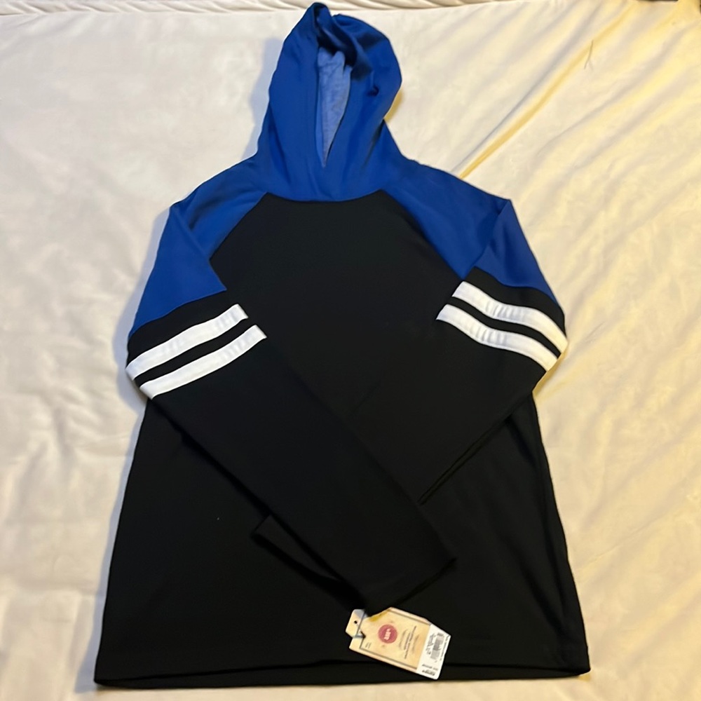 Long sleeve shirt with hoodie.